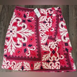 NWT Ann Taylor Factory Resort Wear Pink Blue White Print Wrap Skirt Size 2, $65